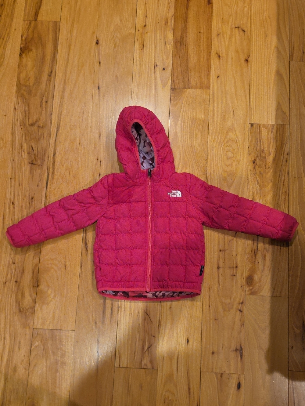 The North Face Thermoball Eco Hot Pink Quilted Hooded Jacket Reversible